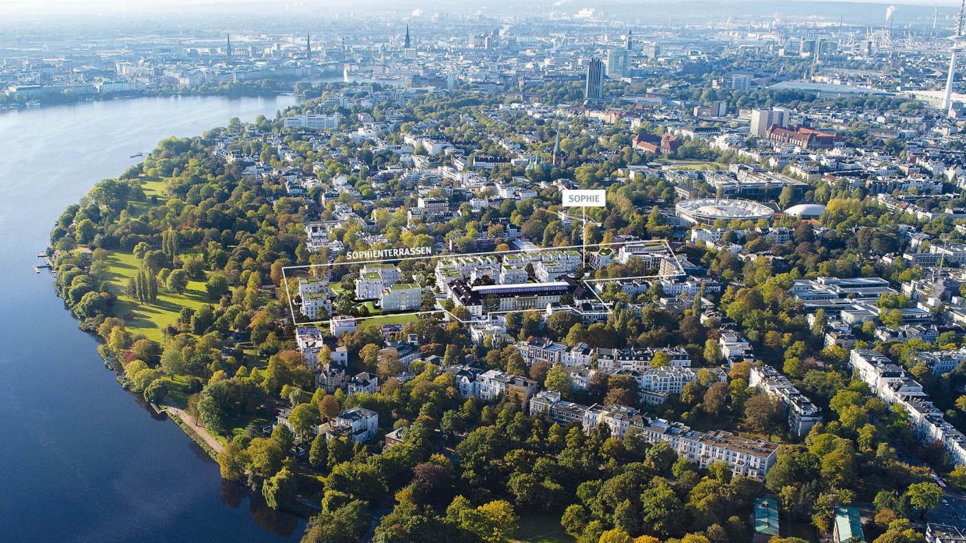 Luftbild Hamburg Sophienterrassen an der Außenalster